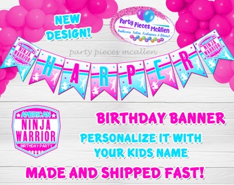 Personalized Ninja Girl Birthday Banner, Warrior Party Supplies