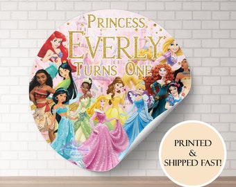 Princess Birthday Stickers, Custom Birthday Stickers, Royal Princess Birthday Theme, Princess Birthday Party Theme, Party Favor Stickers