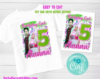 Editable Zombies 2 Birthday Shirt, Zombies 2 Printable Shirt, Zombies 2 Birthday Shirt, Addison and Zed Shirt File