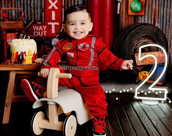 Custom Red Race Suit, Boys Racer Costume, Red Racer Suit, Racecar Suit, Kids Racecar Costume,