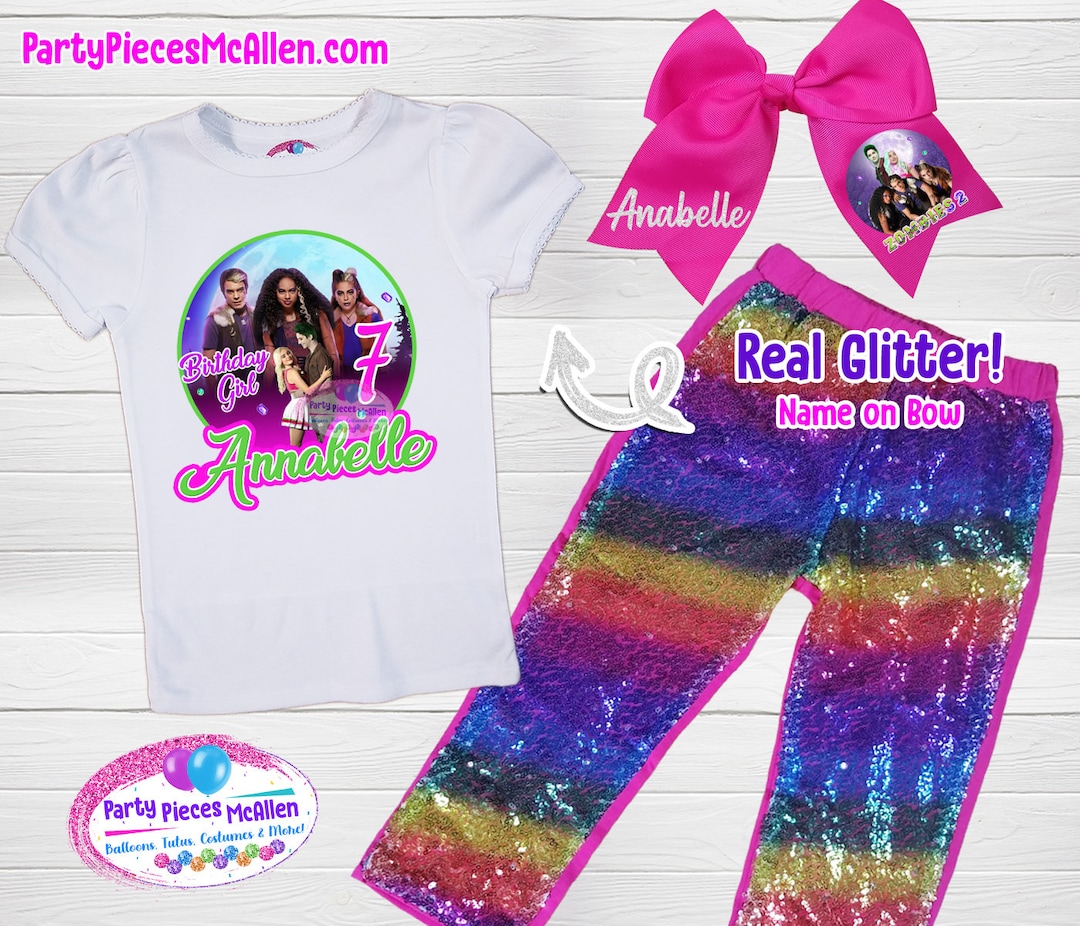 Zombies 2 Birthday Sequin Pants Outfit, Addison and Zed Birthday Outfit