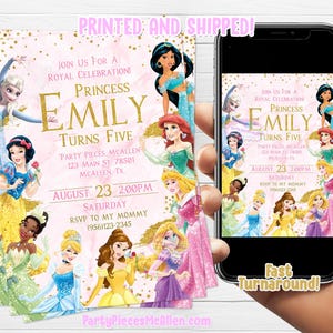 Invitación a fiesta de cumpleaños de princesa, invitación a fiesta de princesa, cumpleaños de princesa, fiesta temática de cumpleaños de princesa