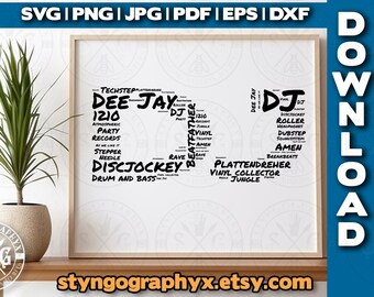 word cloud digital download Gift for DJs | svg png pdf jpg eps dxf files | DIY do it yourself printable posters