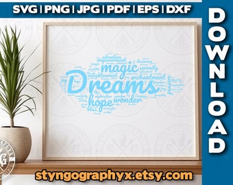 Word Cloud art | bubble word | Dream cloud | different languages | digital download | customizable