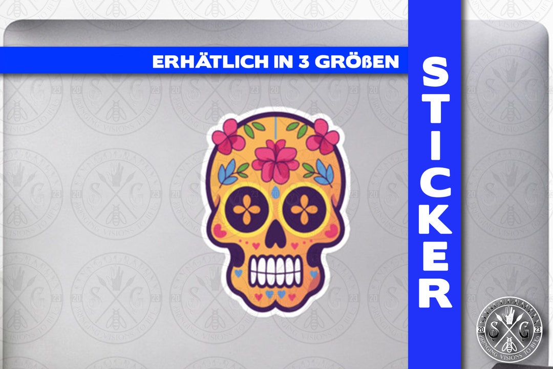 Calabera Sticker Calavera Candy Skull Sticker | Waterproof Vinyl Decal for Dia De Los ...