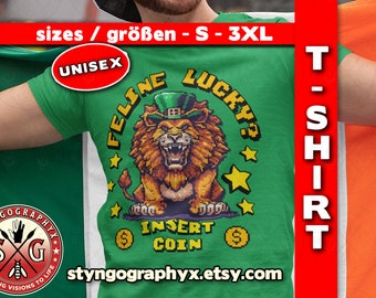 St Patricks Day outfit - unique gift for 8 bit pixel art retro arcade gamer - funny cat pun t-shirt -