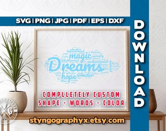 Dream Cloud | custom word collage | bubble word | digital download for DIY projects