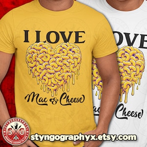 Camiseta Macarrão com Queijo, presente perfeito para amantes da gastronomia e fãs de macarrão - Camiseta &quot;Eu amo Macarrão com Queijo&quot;
