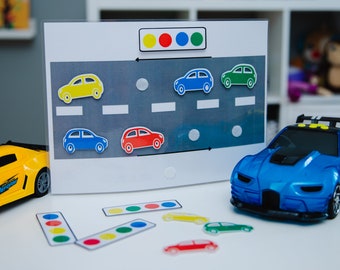 Car Pattern Activity, Colors Matching and Fine Motor Skills