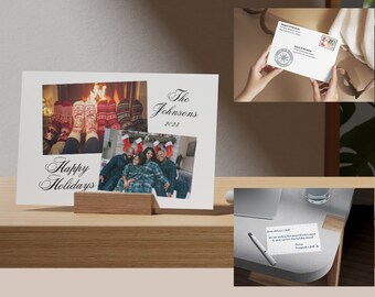 Personalized Photo Postcards & Envelopes, Customized Christmas Card, Family Photo Happy Holidays Postcard, Merry Christmas Photo Greeting