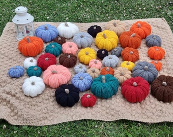 Calabaza decorativa de ganchillo, decoración otoñal hecha a mano, decoración de otoño, juego de 3