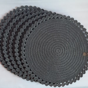 Gehäkeltes Tischset, gehäkeltes rundes Tischset, 6er Set