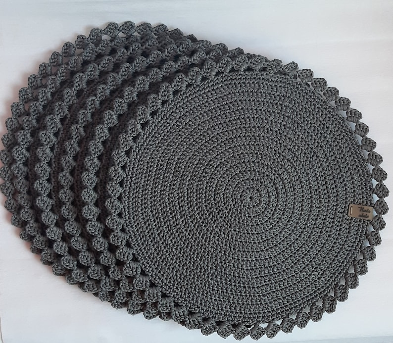 Crochet Table Mat, Crochet Round Placemat, Set of 6 Etsy