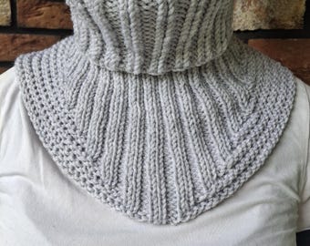 Knitted neck warmer, Handmade collar scarf