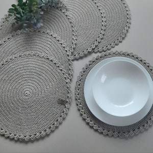 Gehäkeltes Tischset, gehäkeltes rundes Tischset, 6er Set