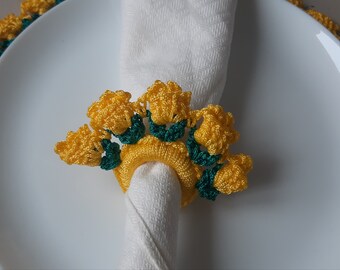 Table Decoration Tulip Napkin Rings Crochet Napkins Rings 