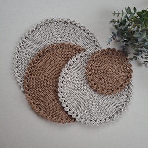 Gehäkeltes Tischset, 4 Größen Handgemachtes rundes Tischset