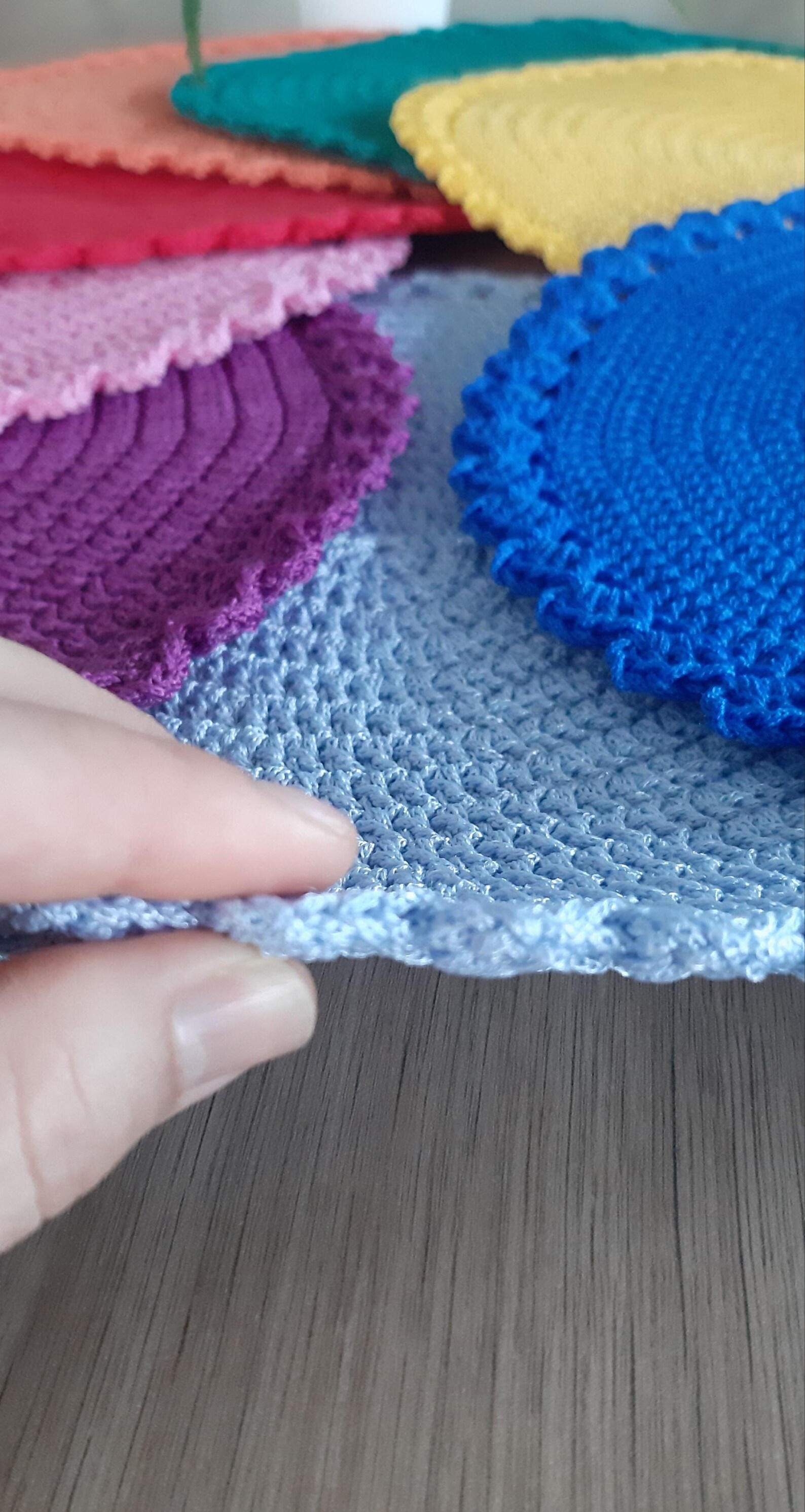 Crochet Colorful Table Mat, Crochet Round Placemat, Set of 8 - Etsy