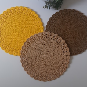Crochet table mat, Handmade round placemat, Dinning table decor
