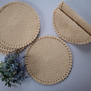 Gehäkeltes Tischset, gehäkeltes rundes Tischset, 6er Set