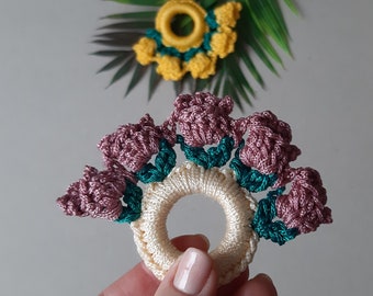 Crochet napkins rings "Tulips", Set of 6