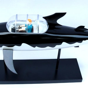 wooden and resin submarine boat model LE SHARK TINTIN length: 51 cm image 3