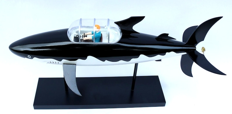 wooden and resin submarine boat model LE SHARK TINTIN length: 51 cm image 3