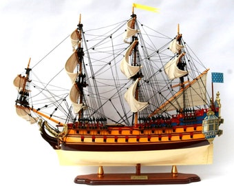 wooden boat model - LA LICORNE- TINTIN - length 72 cm new