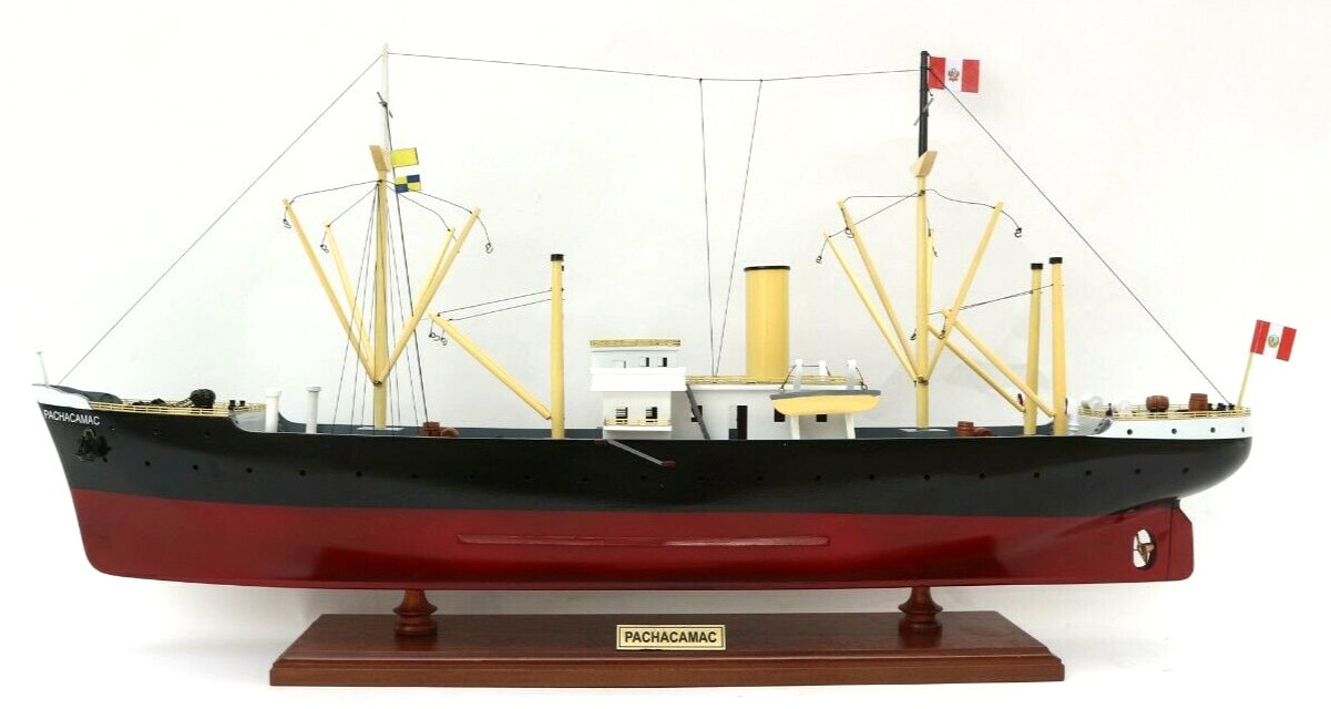 Tres Belle Maquette De Bateau En Bois Le PACHACAMAC TINTIN Longueur tres-belle-maquette-de-bateau-en-bois-le-pachacamac-tintin-longueur