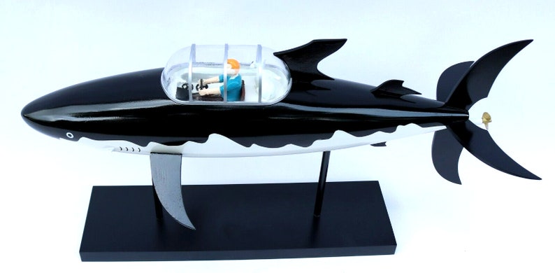 wooden and resin submarine boat model LE SHARK TINTIN length: 51 cm image 2