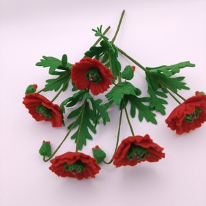 Common Poppy Felt Flower Stem