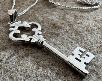 Ornate Key Necklace, Sterling Silver