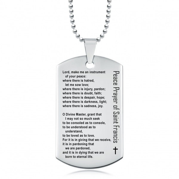 Personalised Peace Prayer of Saint Francis, Necklace, by St Francis of Assisi