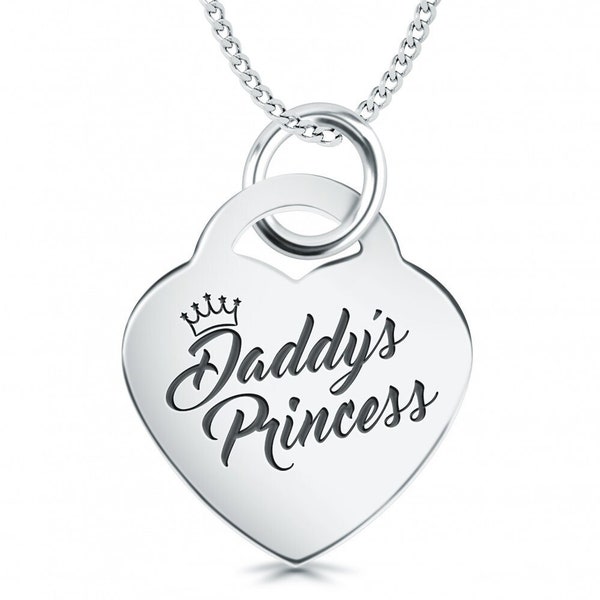 Personalised Daddys Princess Necklace, 925 Sterling Silver, Pendant, Engraved, daughter necklace, Daddy's Princess
