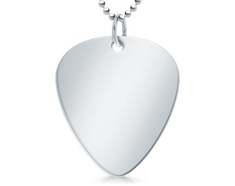 Personalised Guitar Plectrum / Pick Necklace from Men, Women and Teens, Handmade from Genuine Sterling Silver
