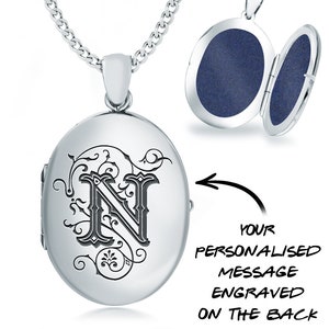 Personalised Ornate Any Initial / Letter Locket Necklace, Made from Genuine Sterling Silver