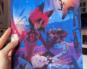 Radioapple Picnic Art Print - Lucifer and Alastor Hazbin Hotel Fanart A4/A5 // tanzikatz