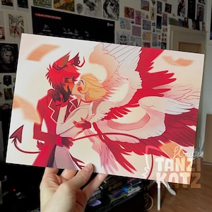 Radioapple Kiss Art Print - Lucifer and Alastor Hazbin Hotel Fanart A4/A5 // tanzikatz