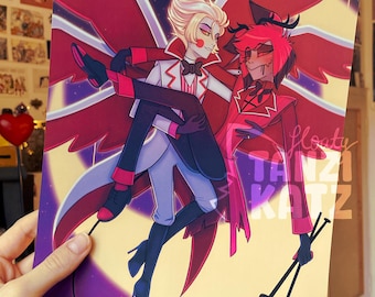 Radioapple Moon Art Print - Lucifer and Alastor Hazbin Hotel