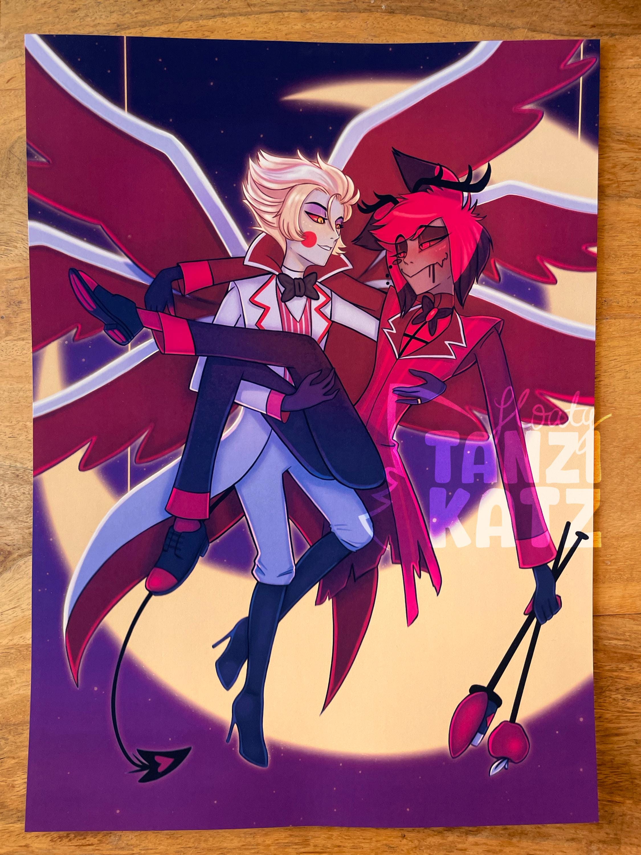 Radioapple Moon Art Print - Lucifer and Alastor Hazbin Hotel
