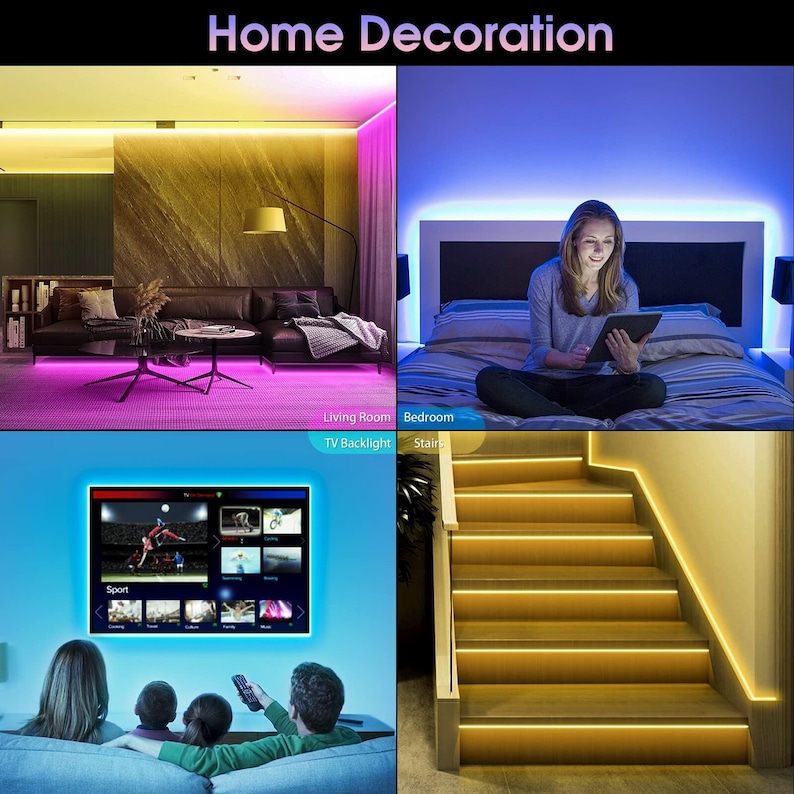 Led Strip Light 10m Music Sync RGB Bluetooth App Remote Control 24V Power Supply Plug Full Kit image 6