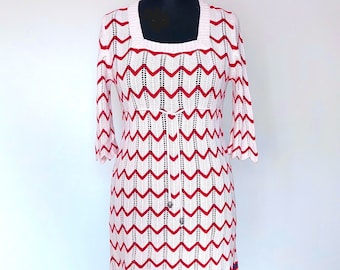 CROCHET boho pastel pink vintage summer dress,Size M,Retro Knitted romantic lace beach dress, Rustic Knit Bohemian crochet tunic 3/4 sleeves