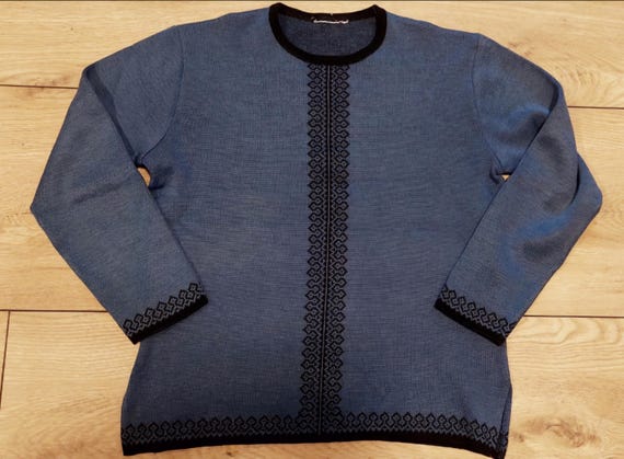 Vintage 90s 80s blue Wool Blend pullover Cardigan Sweater pullover, cozy winter autumn retro dark academia top
