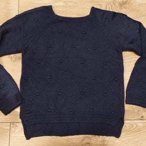 Vintage Dunkelblauer Strick Pullover: Retro Acryl Pullover, Größe S