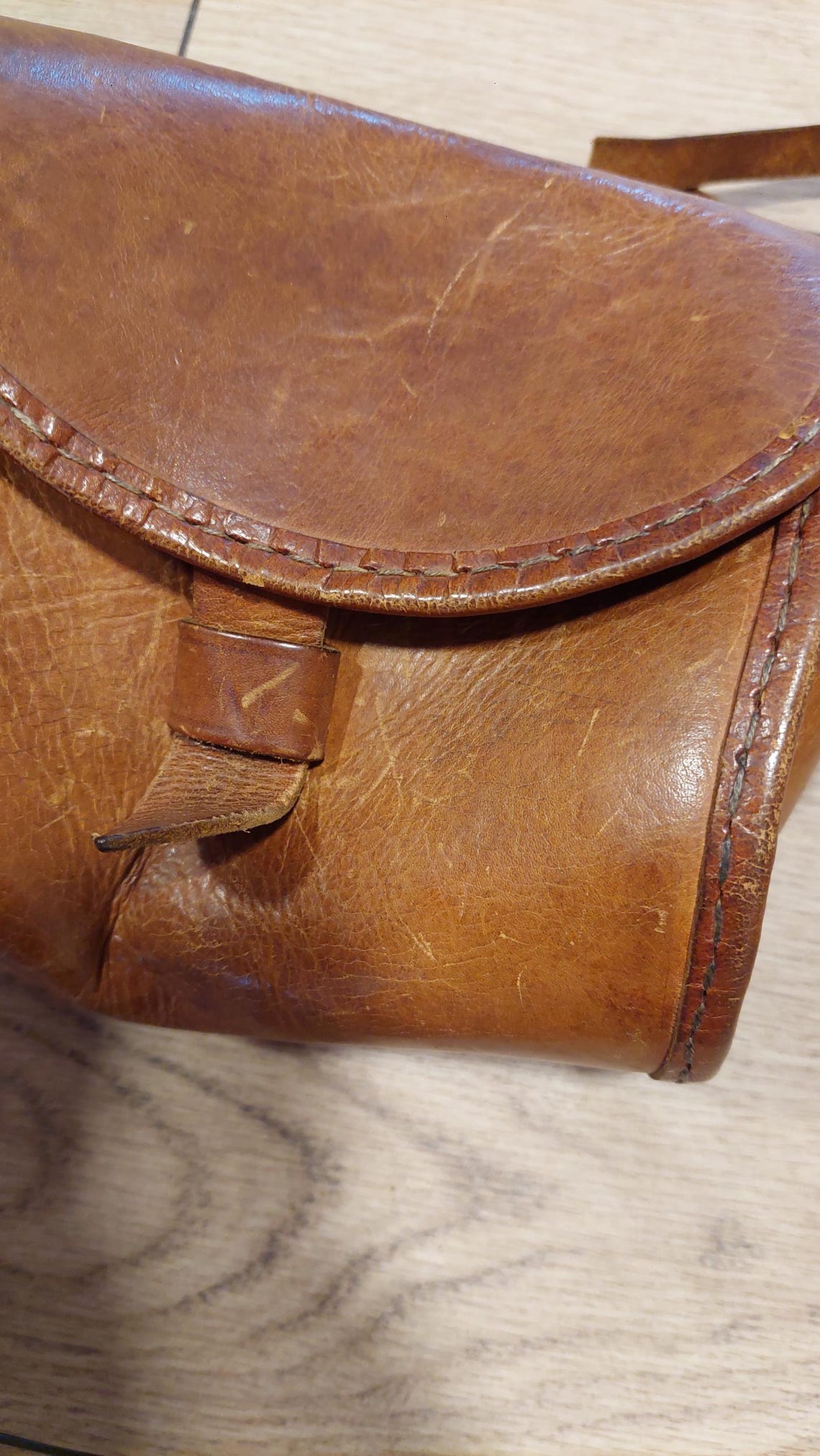 Vintage leather  brown bag,Retro Crossbody Shoulder bag,Vintage Minimalist bag,Small leather purse women, Flat Handbag Vintage, foto 3 di 5