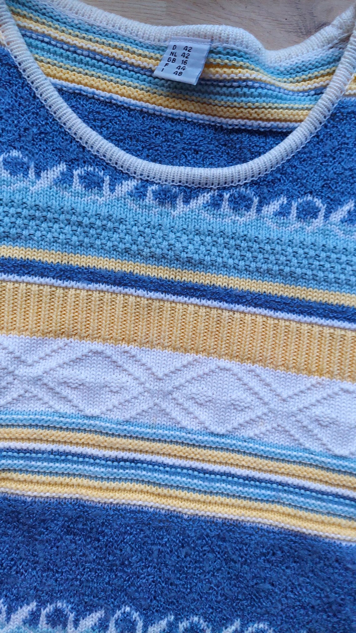 Vintage Sweater 90s 80s Cotton Acrylic Unique Sustainable Fashion slow