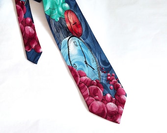 Bunte Vintage-Krawatte| Retro-Herrengeschenk, Uhrendruck-Krawatte|