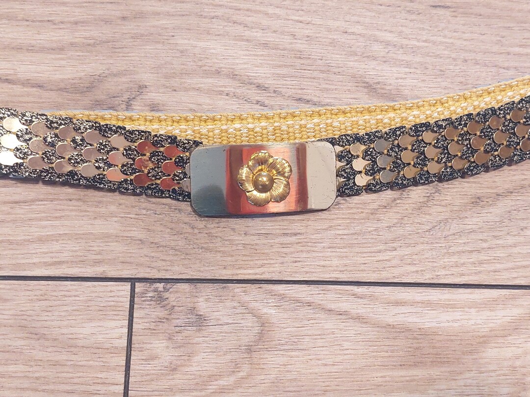 90's Gold Belt Vintage Snake Scale Glam Coil Belt,bohemian
