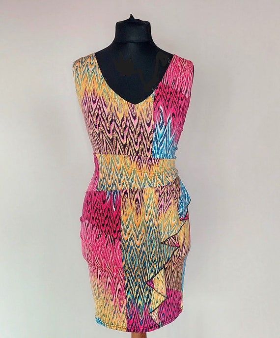 Vintage Summer Cocktail Dress,retro Mini Dress,colorful Summer Dress,sleeveless  Dress ,jus D'orange Paris Multicolor Dress With Elastane - Etsy