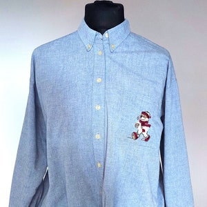 Size M/L Vintage 90's cotton collared embroidered shirt,button up, long sleeve blouse, winter embroidery, casual,Retro top with applications
